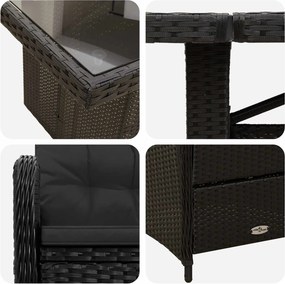 vidaXL Σετ Εξωτερικής Τραπέζης 9 τμχ. Μαύρο 240 x 90 x 75 cm