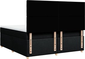 vidaXL Κρεβάτι Boxspring με Στρώμα Μαύρο 180x200 εκ. Υφασμάτινο
