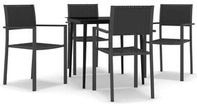 vidaXL Σετ Τραπεζαρίας Κήπου 5 Τεμαχίων Μαύρο