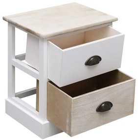 vidaXL Κομοδίνα 2 τεμ. Λευκό / Φυσικό 38x28x45 εκ. από Ξύλο Παυλώνιας