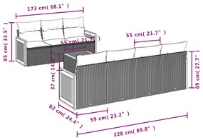 vidaXL Σαλόνι Κήπου Σετ 8 Τεμαχίων Γκρι Συνθετικό Ρατάν με Μαξιλάρια