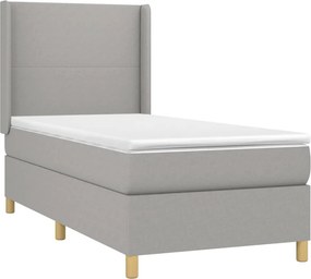 vidaXL Κρεβάτι Boxspring με Στρώμα &amp; LED Αν.Γκρι 100x200εκ. Υφασμάτινο