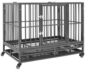 vidaXL Κλουβί Σκύλου με Τροχούς 102 x 72 x 85 εκ. Ατσάλινο