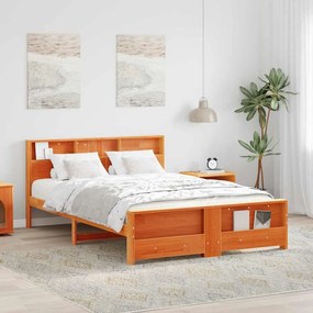 vidaXL Σκελετός Κρεβατιού Καφέ κεριού 150 x 200 cm Μασίφ ξύλο πεύκου