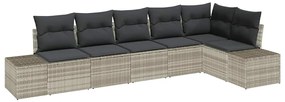 vidaXL Σετ Καναπέ Κήπου 6 pcs Ανοιχτό γκρι Πολυ rattan, βαμμένο ατσάλι