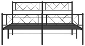 vidaXL Πλαίσιο Κρεβατιού με Κεφαλάρι&Ποδαρικό Μαύρο 140x190εκ. Μέταλλο