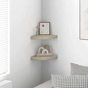 vidaXL Ράφια Τοίχου 2 τεμ. Χρώμα Δρυός 25x25x3,8 εκ. από MDF