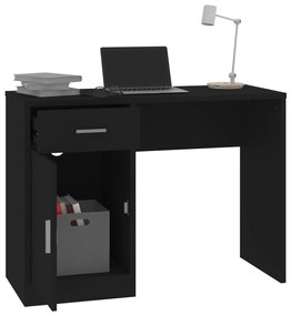 vidaXL Γραφείο με Συρτάρι &amp; Ντουλάπι Μαύρο 100x40x73 εκ. Επεξεργ. Ξύλο