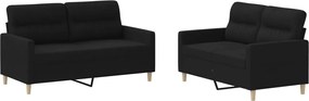vidaXL Πολυθρόνες Σετ 2 Τεμαχίων Μαύρες από Ύφασμα με Μαξιλάρια