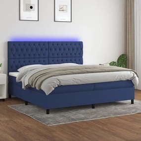 ΚΡΕΒΑΤΙ BOXSPRING ΜΕ ΣΤΡΩΜΑ &amp; LED ΜΠΛΕ 200X200 ΕΚ. ΥΦΑΣΜΑΤΙΝΟ 3135147