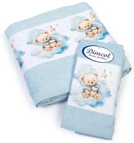 Σετ Πετσέτες 2τμχ Μπεμπέ Βαμβακερές Cute Bear 301 Sky Blue DimCol