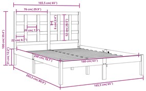 vidaXL Πλαίσιο Κρεβατιού 160 x 200 εκ. από Μασίφ Ξύλο