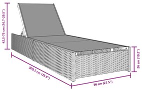 vidaXL Ξαπλώστρα Μπεζ 60x200x27 εκ. Πολυ Ρατάν