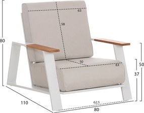 ΣΕΤ ΣΑΛΟΝΙ 4ΤΜΧ LAITH HM6551.02 ΑΛΟΥΜΙΝΙΟ &amp; ΜΑΞΙΛΑΡΙΑ ΣΕ ΚΡΕΜ