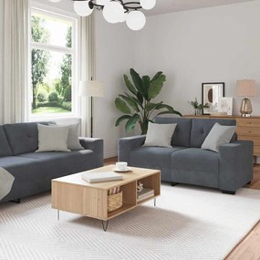vidaXL Σετ Καναπέ με μαξιλάρι 3 pcs Γκρι 221 x 78 x 80 εκ Βελούδο