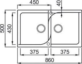 Elleci Ego 450 - Νεροχύτης Κουζίνας Γρανίτη 86x50 - ghisa