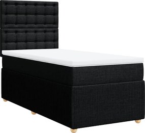 vidaXL Κρεβάτι Boxspring με Στρώμα Μαύρο 100 x 200 εκ. Υφασμάτινο