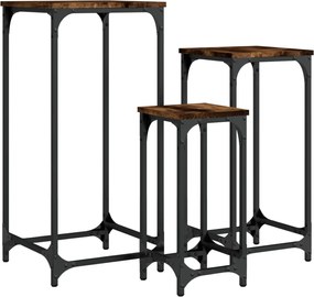 vidaXL Τραπεζάκια Βοηθητικά Στοιβαζόμενα 3τεμ.Καπνιστή δρυς Επεξ. Ξύλο