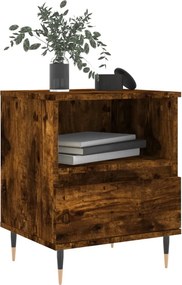 vidaXL Κομοδίνα 2 τεμ. Καπνιστή Δρυς 40 x 35 x 50 εκ. Επεξεργ. Ξύλο