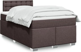 vidaXL Κρεβάτι Boxspring με Στρώμα Σκούρο Καφέ 120x200 εκ. Υφασμάτινο