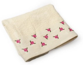 Πετσέτα Με Κέντημα Ανθάκι Ecru DimCol Προσώπου 50x90cm 100% Cotton