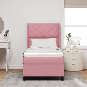 vidaXL κρεβάτι box spring  με στρώμα Ροζ 90x190 εκ Βελούδο