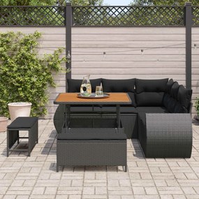vidaXL Σετ Καναπέ Κήπου 8 pcs Μαύρο συνθετικό ρατάν