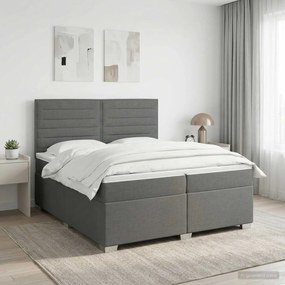 vidaXL Κρεβάτι box spring με στρώμα Σκούρο Γκρι 200 x 200 cm Ύφασμα