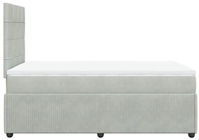 vidaXL Κρεβάτι Boxspring με Στρώμα Ανοιχτό Γκρι 120x190 εκ. Βελούδινο