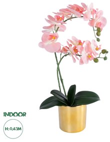 GloboStar® Artificial Garden SALMON PINK ORCHID 21129 Διακοσμητικό Φυτό Φούξια Ορχιδέα Υ43cm