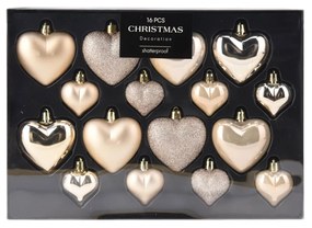 Χριστουγεννιάτικα Στολίδια (Σετ 16τμχ) K-M Heart Cream AVS101650
