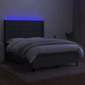 ΚΡΕΒΑΤΙ BOXSPRING ΜΕ ΣΤΡΩΜΑ &amp; LED ΣΚ.ΓΚΡΙ 140X200 ΕΚ ΥΦΑΣΜΑΤΙΝΟ 3138318