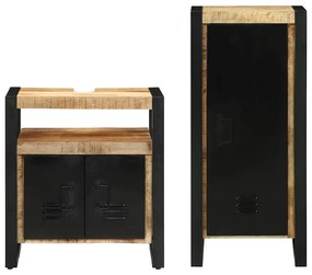 vidaXL Σετ Επίπλων Μπάνιου με ράφι 2 pcs Καφέ Στερεό ξύλο μάνγκο