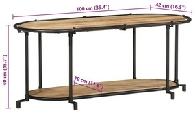 Έπιπλο Τηλεόρασης 100x42x40 εκ. Μασίφ Ακατέργ. Ξύλο Μάνγκο - Καφέ