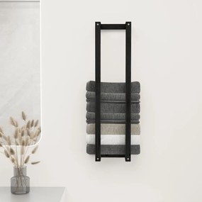 vidaXL Πετσετοκρεμάστρα Μαύρο 23 x 18 x 90 εκ. από Μασίφ Ξύλο Πεύκου