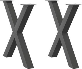 vidaXL Πόδια Τραπεζαρίας σε Σχήμα Χ 2 τεμ. Ανθρακί 70x(72-73) εκ. Ατσάλι