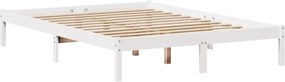 vidaXL Σκελετός Κρεβ. Χωρίς Στρώμα Λευκό 135x190 εκ Μασίφ Πεύκο