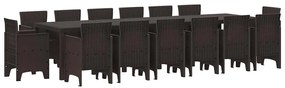 vidaXL Σέτ φαγητού για κήπο 15 pcs Καφέ Rattan Polt