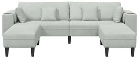 vidaXL Βελούδινος καναπές 3 pcs Ανοιχτό γκρι 208 εκ. Βελούδο