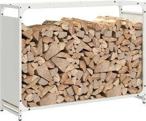 vidaXL Ράφι Καυσόξυλων Λευκό 90x28x65 εκ. Χάλυβας ψυχρής έλασης