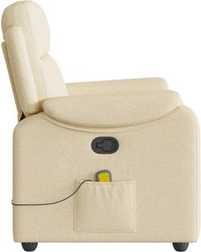 vidaXL Πολυθρόνα Μασάζ Ανακλινόμενη Κρεμ Υφασμάτινη