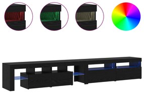 vidaXL Τηλεοπτικές μονάδες 3 τεμαχίων με LED φώτα Μαύρη Δρυς Επεξεργασμένο Ξύλο