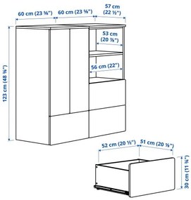 SMASTAD/PLATSA σύνθεση αποθήκευσης με 3 συρτάρια, 120x57x123 cm 995.499.05