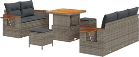 vidaXL Σετ Καναπέ Κήπου 8 pcs Γκρι συνθετικό ρατάν