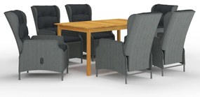 vidaXL Σετ Τραπεζαρίας Κήπου 7 Τεμαχίων Ανοιχτό Γκρι