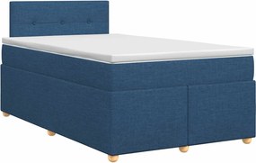 vidaXL Κρεβάτι box spring με στρώμα Μπλε 120 x 200 cm Ύφασμα