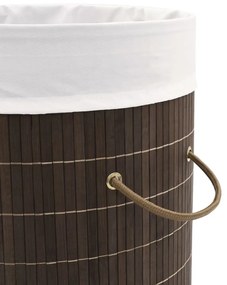 vidaXL Καλάθι Απλύτων Στρογγυλό Σκούρο Καφέ από Μπαμπού