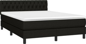 vidaXL Κρεβάτι Boxspring με Στρώμα Μαύρο 140x200 εκ. Υφασμάτινο