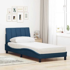 vidaXL Κρεβάτι με Στρώμα Hanko Μπλε 90x200 εκ.Υφασμάτινο