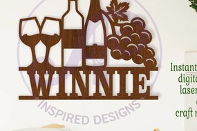 Σετ των 2 Intra απο ξύλο plywood 3mm-4mm πάχος – Αρχείο Σύμβολο ονόματος κρασιού Δίασταση 20x20 cm INTRAFABR-115335851